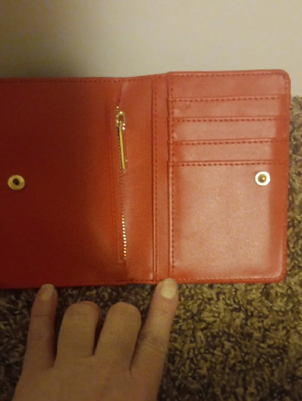 Nanette Lepore Red Leather Card Wallet with Patterned Accent